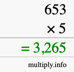 How to calculate 653 times 5 using long multiplication How to calculate 653 times 5 using long multiplication