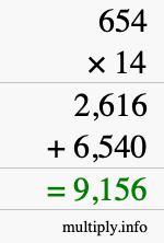 How to calculate 654 times 14 using long multiplication How to calculate 654 times 14 using long multiplication