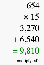 How to calculate 654 times 15 using long multiplication How to calculate 654 times 15 using long multiplication