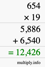 How to calculate 654 times 19 using long multiplication How to calculate 654 times 19 using long multiplication