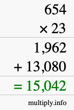 How to calculate 654 times 23 using long multiplication How to calculate 654 times 23 using long multiplication