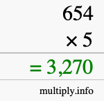 How to calculate 654 times 5 using long multiplication How to calculate 654 times 5 using long multiplication