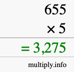 How to calculate 655 times 5 using long multiplication How to calculate 655 times 5 using long multiplication
