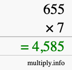 How to calculate 655 times 7 using long multiplication How to calculate 655 times 7 using long multiplication