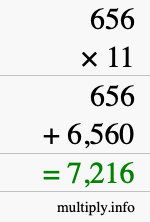 How to calculate 656 times 11 using long multiplication How to calculate 656 times 11 using long multiplication