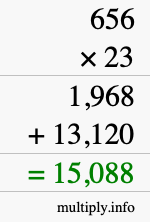 How to calculate 656 times 23 using long multiplication How to calculate 656 times 23 using long multiplication