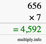 How to calculate 656 times 7 using long multiplication