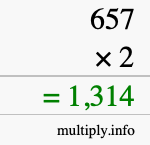 How to calculate 657 times 2 using long multiplication How to calculate 657 times 2 using long multiplication