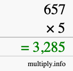 How to calculate 657 times 5 using long multiplication How to calculate 657 times 5 using long multiplication