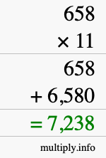 How to calculate 658 times 11 using long multiplication How to calculate 658 times 11 using long multiplication