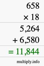 How to calculate 658 times 18 using long multiplication