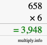 How to calculate 658 times 6 using long multiplication