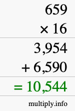 How to calculate 659 times 16 using long multiplication How to calculate 659 times 16 using long multiplication