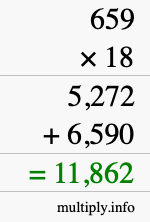 How to calculate 659 times 18 using long multiplication