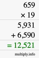 How to calculate 659 times 19 using long multiplication