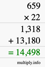 How to calculate 659 times 22 using long multiplication