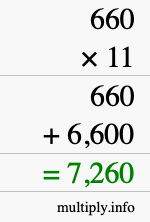 How to calculate 660 times 11 using long multiplication