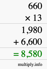 How to calculate 660 times 13 using long multiplication How to calculate 660 times 13 using long multiplication