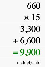 How to calculate 660 times 15 using long multiplication How to calculate 660 times 15 using long multiplication