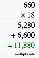 How to calculate 660 times 18 using long multiplication