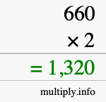 How to calculate 660 times 2 using long multiplication How to calculate 660 times 2 using long multiplication