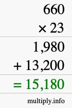 How to calculate 660 times 23 using long multiplication How to calculate 660 times 23 using long multiplication
