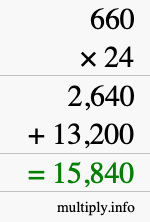 How to calculate 660 times 24 using long multiplication