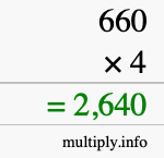 How to calculate 660 times 4 using long multiplication How to calculate 660 times 4 using long multiplication