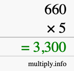 How to calculate 660 times 5 using long multiplication How to calculate 660 times 5 using long multiplication