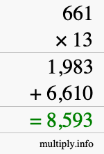 How to calculate 661 times 13 using long multiplication How to calculate 661 times 13 using long multiplication