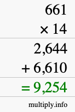How to calculate 661 times 14 using long multiplication How to calculate 661 times 14 using long multiplication