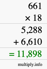 How to calculate 661 times 18 using long multiplication