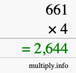 How to calculate 661 times 4 using long multiplication How to calculate 661 times 4 using long multiplication