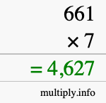 How to calculate 661 times 7 using long multiplication