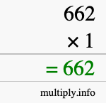 How to calculate 662 times 1 using long multiplication