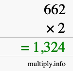 How to calculate 662 times 2 using long multiplication How to calculate 662 times 2 using long multiplication