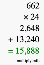 How to calculate 662 times 24 using long multiplication