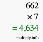 How to calculate 662 times 7 using long multiplication