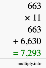 How to calculate 663 times 11 using long multiplication