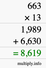How to calculate 663 times 13 using long multiplication How to calculate 663 times 13 using long multiplication