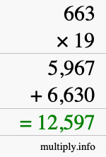 How to calculate 663 times 19 using long multiplication