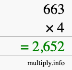 How to calculate 663 times 4 using long multiplication How to calculate 663 times 4 using long multiplication