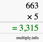 How to calculate 663 times 5 using long multiplication How to calculate 663 times 5 using long multiplication
