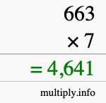 How to calculate 663 times 7 using long multiplication