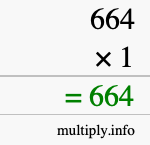 How to calculate 664 times 1 using long multiplication