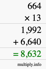 How to calculate 664 times 13 using long multiplication How to calculate 664 times 13 using long multiplication
