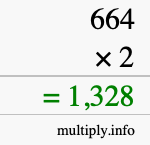 How to calculate 664 times 2 using long multiplication How to calculate 664 times 2 using long multiplication