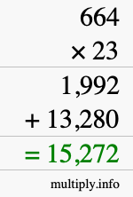 How to calculate 664 times 23 using long multiplication How to calculate 664 times 23 using long multiplication