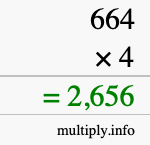 How to calculate 664 times 4 using long multiplication How to calculate 664 times 4 using long multiplication