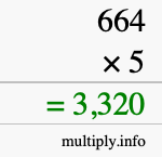 How to calculate 664 times 5 using long multiplication How to calculate 664 times 5 using long multiplication